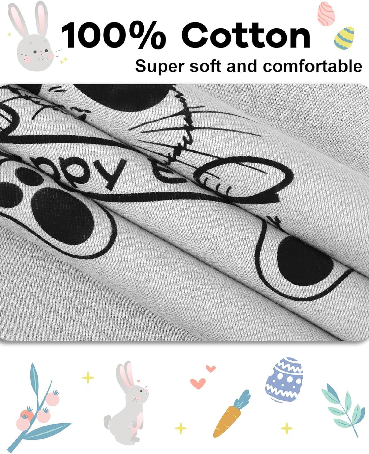 imageDAUGHTER QUEEN Boys Pajamas 4 Pieces Long Set 100 Cotton Sleepwear Size 18 Months12 YearsBunnyEaster EggsGreylba24