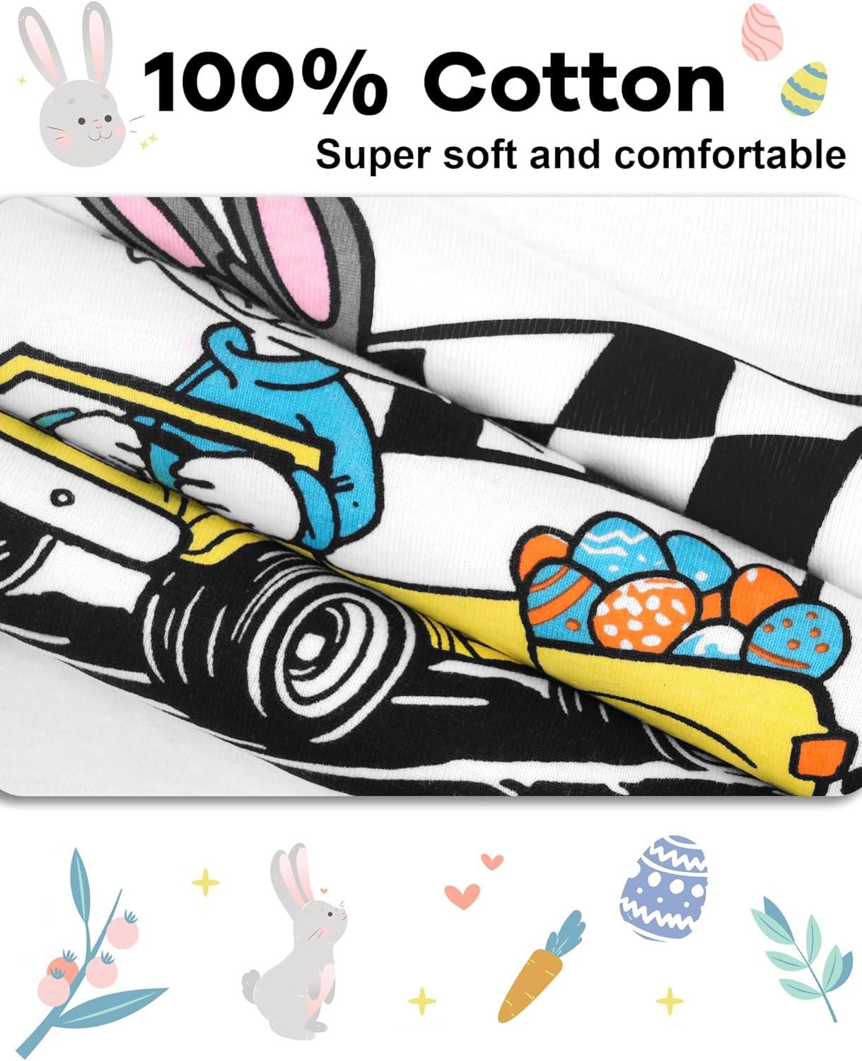 imageDAUGHTER QUEEN Boys Pajamas 4 Pieces Long Set 100 Cotton Sleepwear Size 18 Months12 YearsBunnyTruckWhitelba25