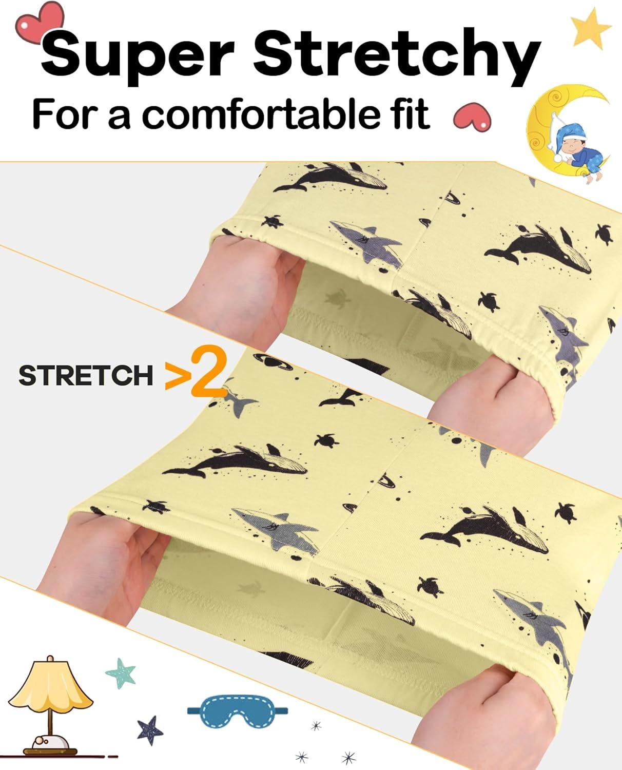 imageDAUGHTER QUEEN Boys Pajamas 4 Pieces Short Set 100 Cotton Sleepwear Size 18 Months12 Years4pcsbeigeBluesharksba25