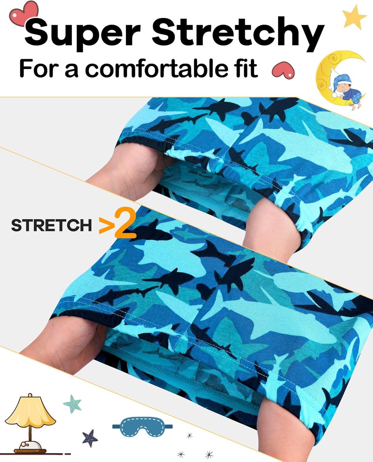 imageDAUGHTER QUEEN Boys Pajamas 4 Pieces Short Set 100 Cotton Sleepwear Size 18 Months12 Years4pcsblackBluesharksba24