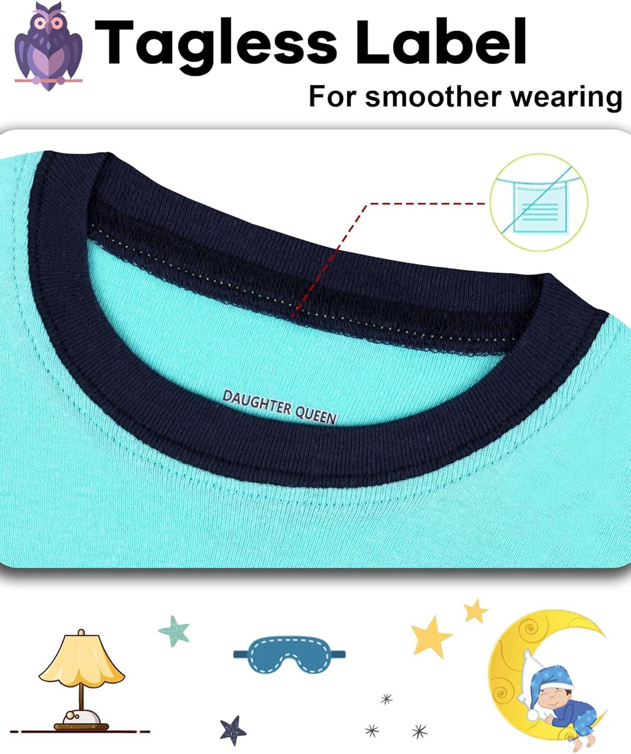 imageDAUGHTER QUEEN Boys Pajamas 4 Pieces Short Set 100 Cotton Sleepwear Size 18 Months12 Years4pcsblackBluesharksba24