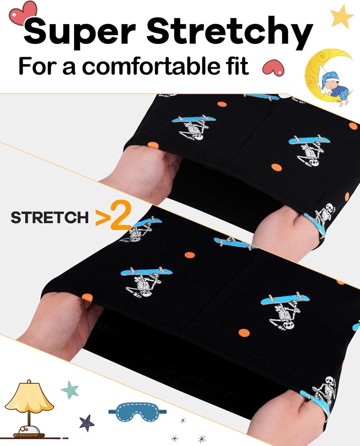 imageDAUGHTER QUEEN Boys Pajamas 4 Pieces Short Set 100 Cotton Sleepwear Size 18 Months12 Years4pcsblackGrayskeleton Glow in Darksba25