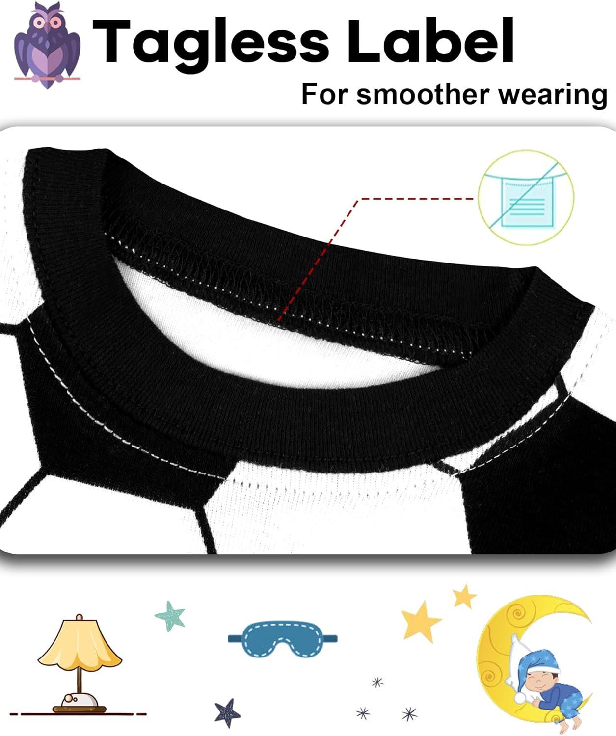 imageDAUGHTER QUEEN Boys Pajamas 4 Pieces Short Set 100 Cotton Sleepwear Size 18 Months12 Years4pcsblackWhitesoccersba24