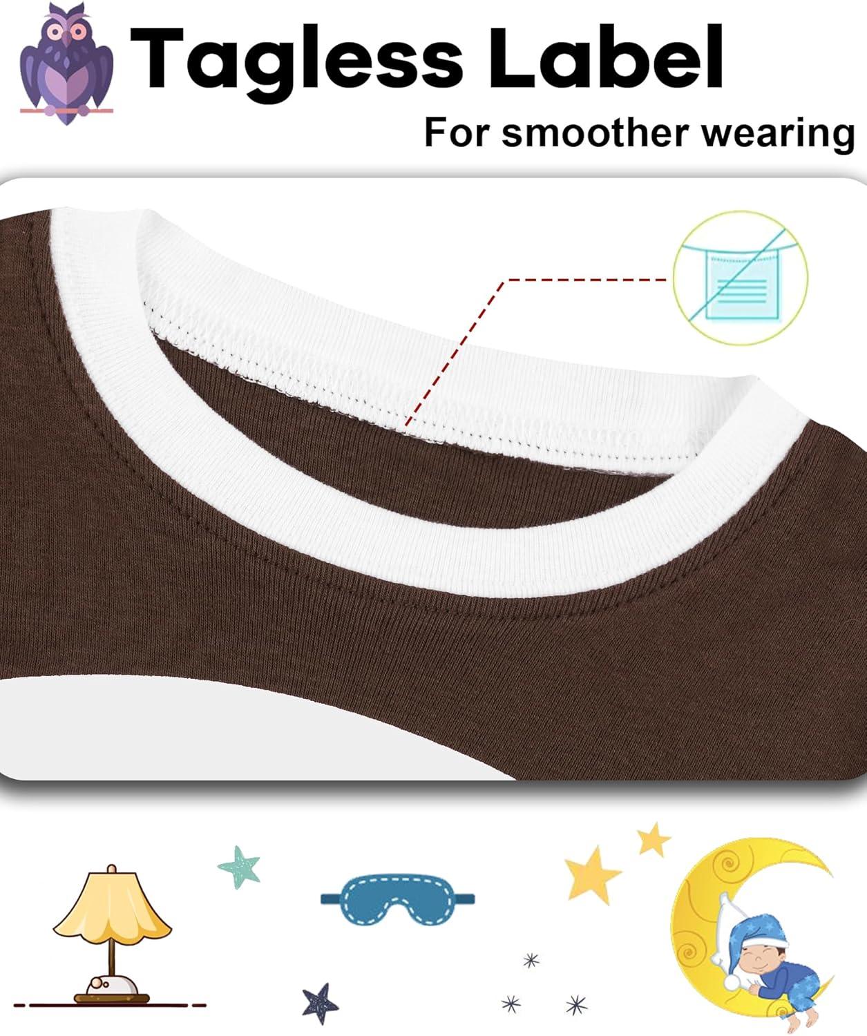 imageDAUGHTER QUEEN Boys Pajamas 4 Pieces Short Set 100 Cotton Sleepwear Size 18 Months12 Years4pcsbrownBluefootballsba24