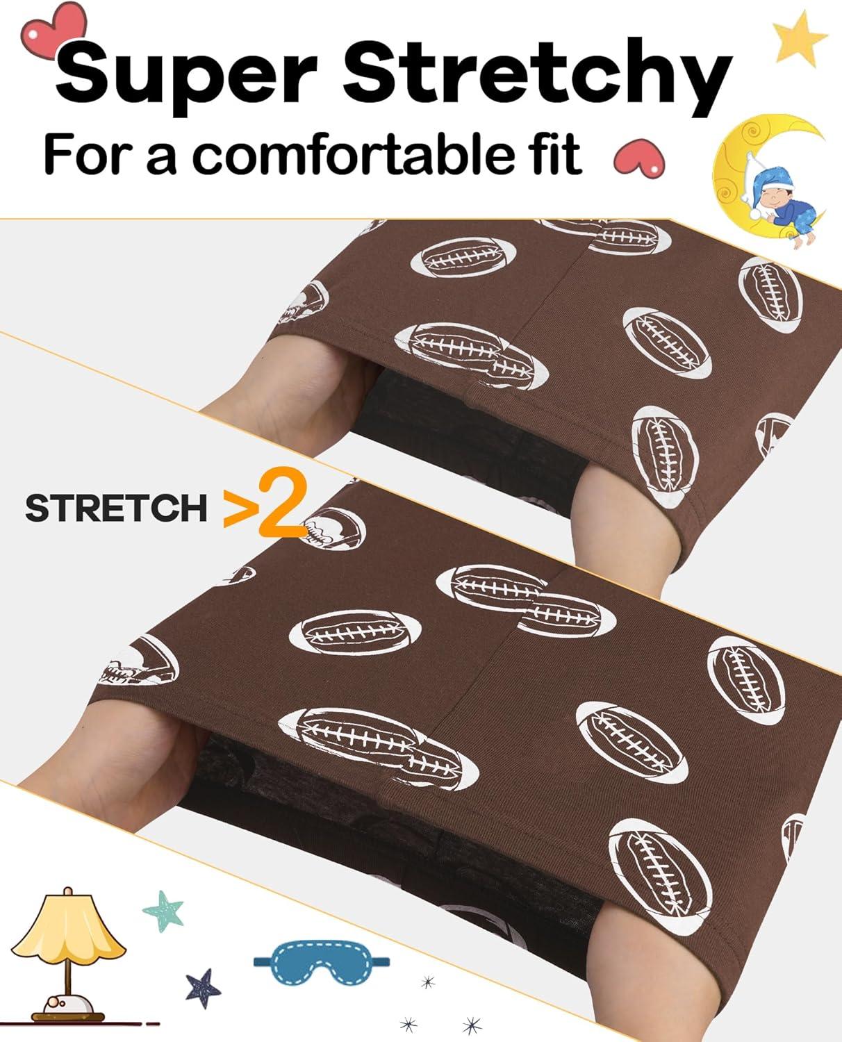 imageDAUGHTER QUEEN Boys Pajamas 4 Pieces Short Set 100 Cotton Sleepwear Size 18 Months12 Years4pcsbrownBluefootballsba24
