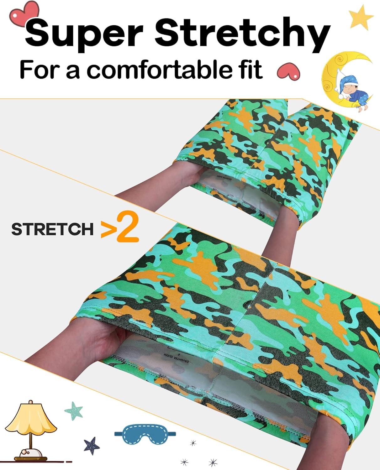 imageDAUGHTER QUEEN Boys Pajamas 4 Pieces Short Set 100 Cotton Sleepwear Size 18 Months12 Years4pcscamouflage GreenBlackdinosaur