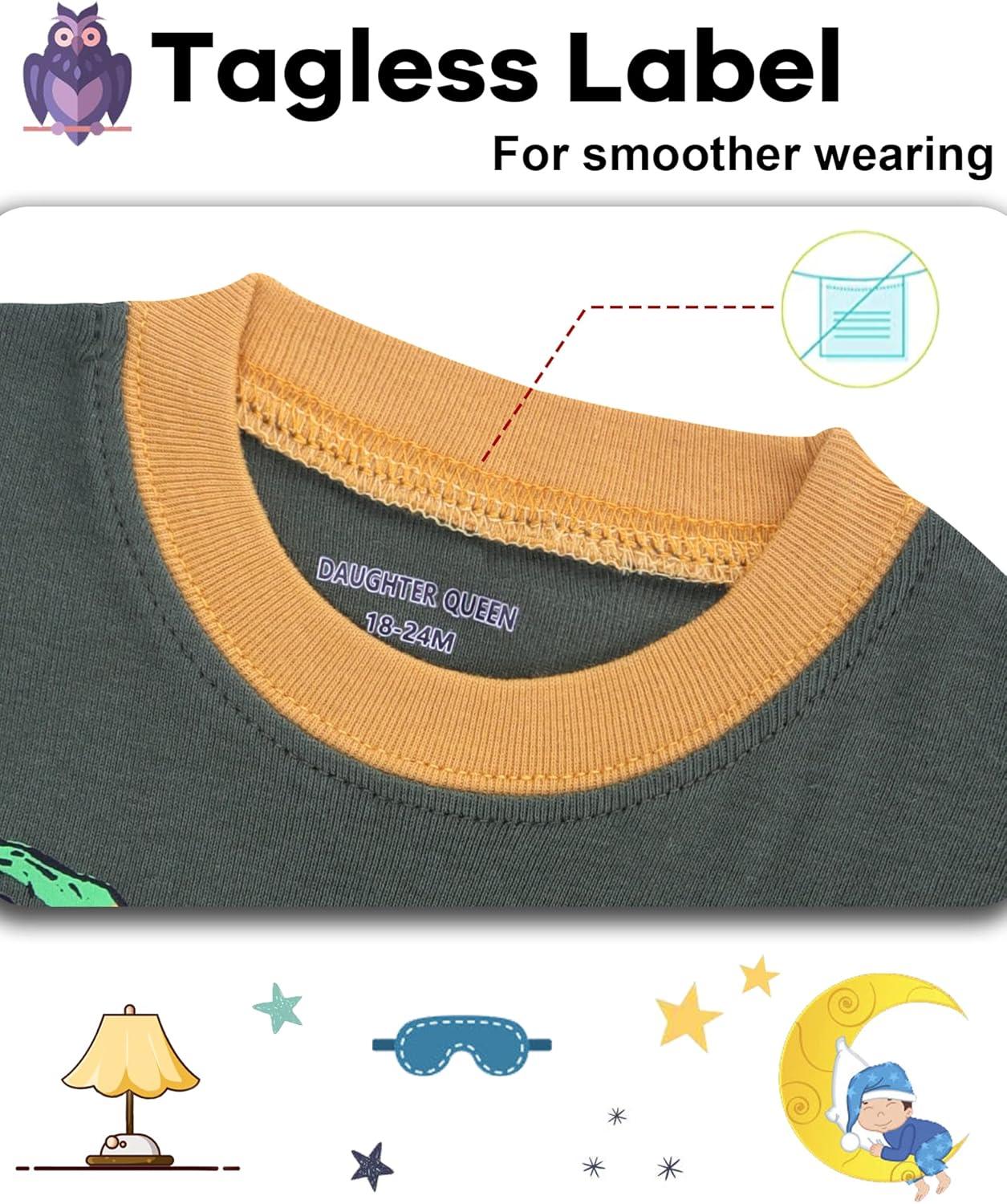 imageDAUGHTER QUEEN Boys Pajamas 4 Pieces Short Set 100 Cotton Sleepwear Size 18 Months12 Years4pcscamouflage GreenBlackdinosaur