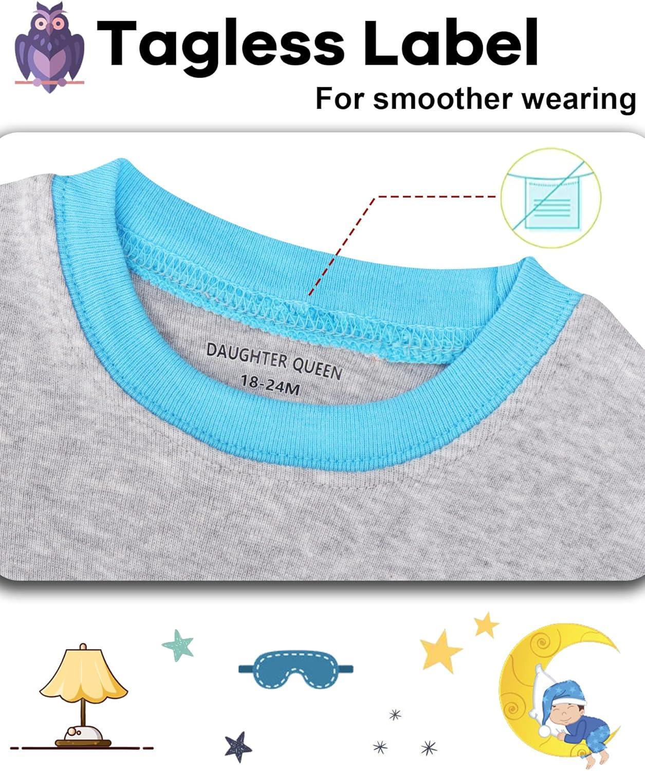 imageDAUGHTER QUEEN Boys Pajamas 4 Pieces Short Set 100 Cotton Sleepwear Size 18 Months12 Years4pcsgreyBluemoster Truck