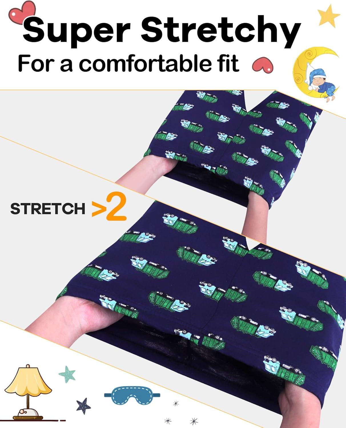 imageDAUGHTER QUEEN Boys Pajamas 4 Pieces Short Set 100 Cotton Sleepwear Size 18 Months12 Years4pcsnavy BlueBluegarbage Truck
