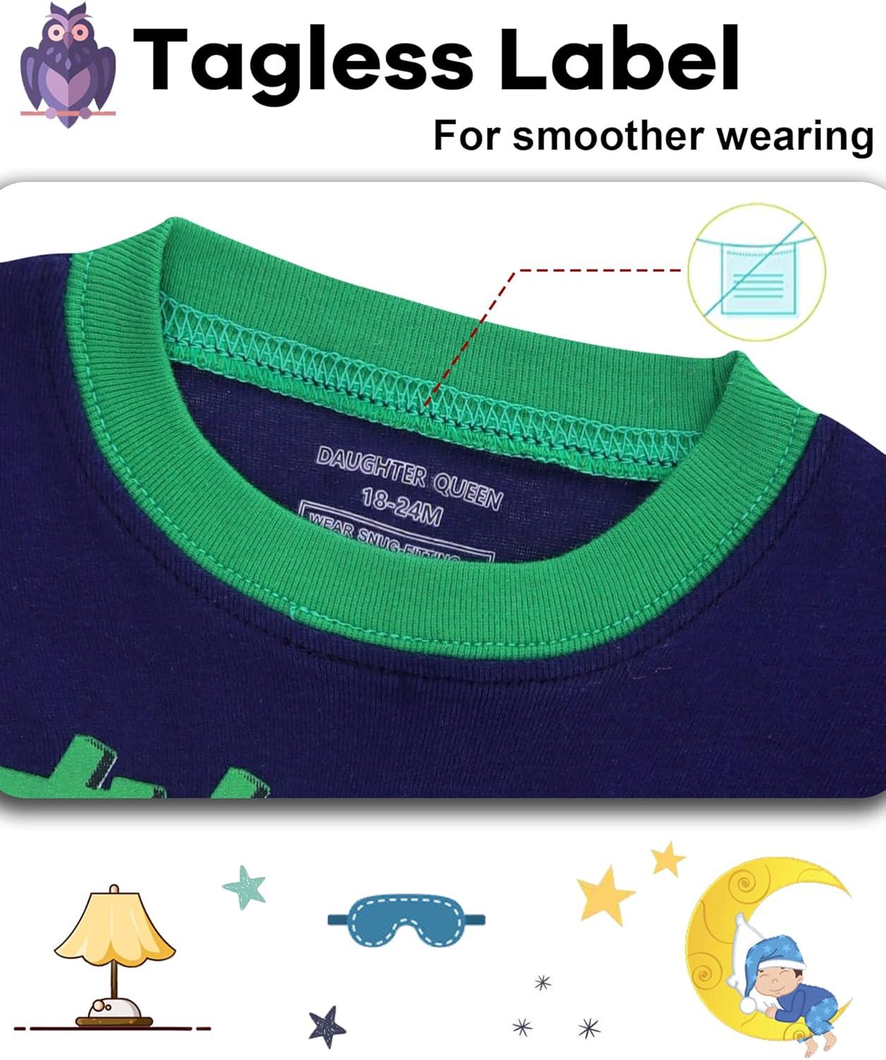imageDAUGHTER QUEEN Boys Pajamas 4 Pieces Short Set 100 Cotton Sleepwear Size 18 Months12 Years4pcsnavy BlueBluegarbage Truck