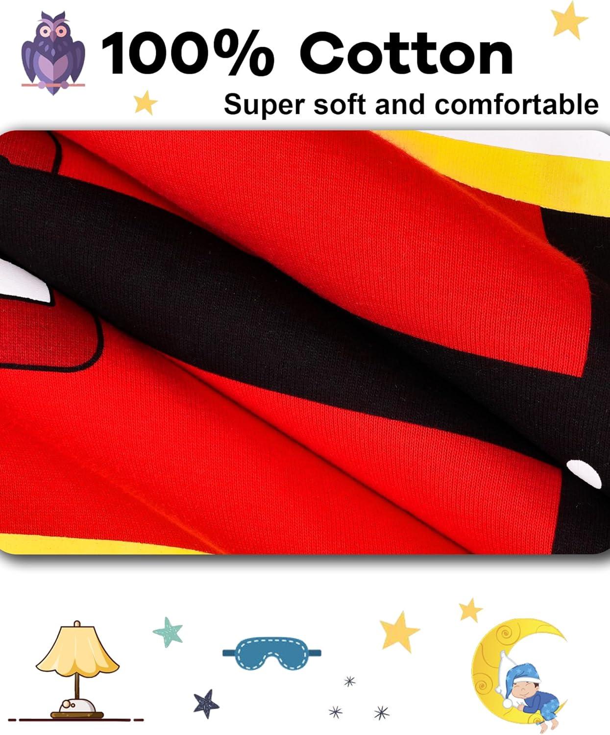 imageDAUGHTER QUEEN Boys Pajamas 4 Pieces Short Set 100 Cotton Sleepwear Size 18 Months12 Years4pcsredBluefire Trucksba24