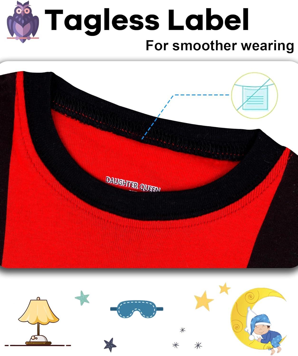 imageDAUGHTER QUEEN Boys Pajamas 4 Pieces Short Set 100 Cotton Sleepwear Size 18 Months12 Years4pcsredBluefire Trucksba24