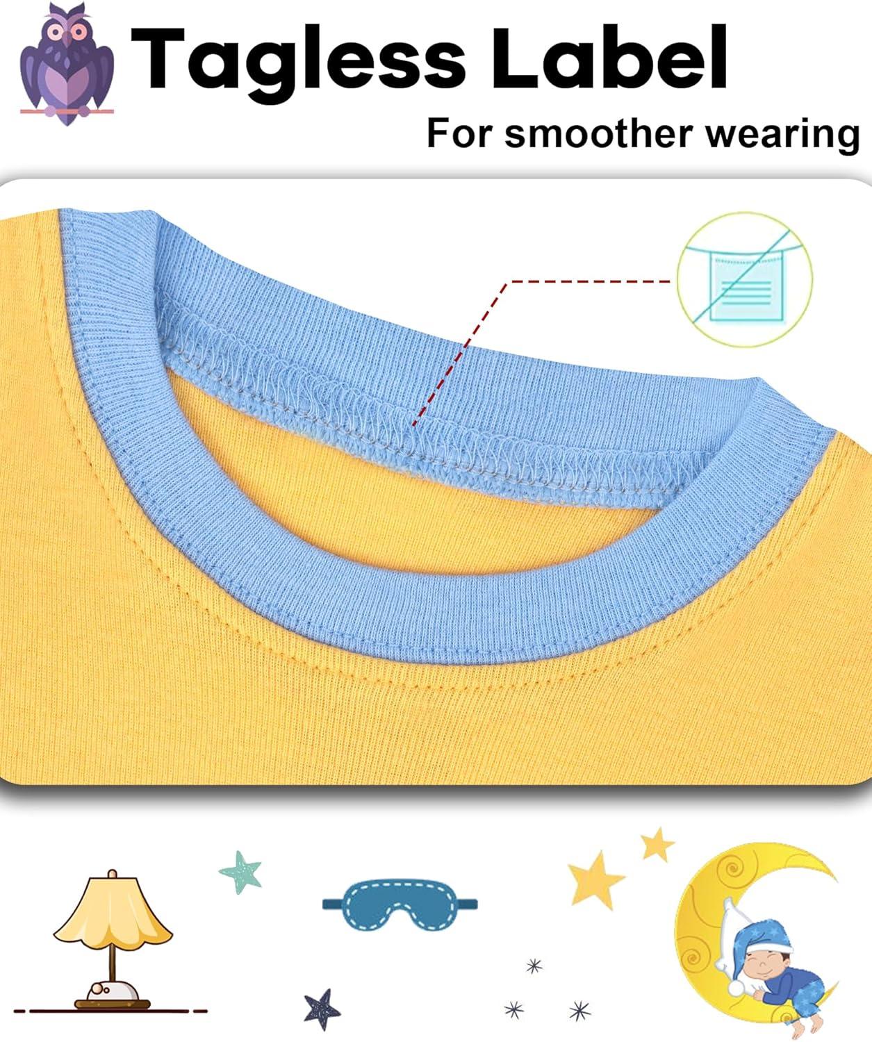 imageDAUGHTER QUEEN Boys Pajamas 4 Pieces Short Set 100 Cotton Sleepwear Size 18 Months12 Years4pcswhiteYellowgamersba25