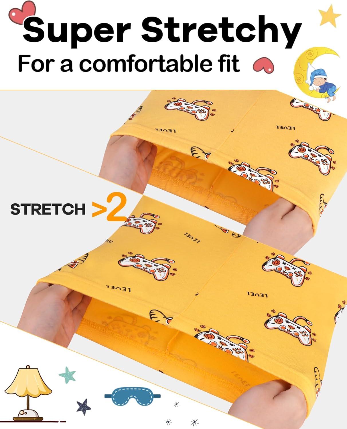 imageDAUGHTER QUEEN Boys Pajamas 4 Pieces Short Set 100 Cotton Sleepwear Size 18 Months12 Years4pcswhiteYellowgamersba25