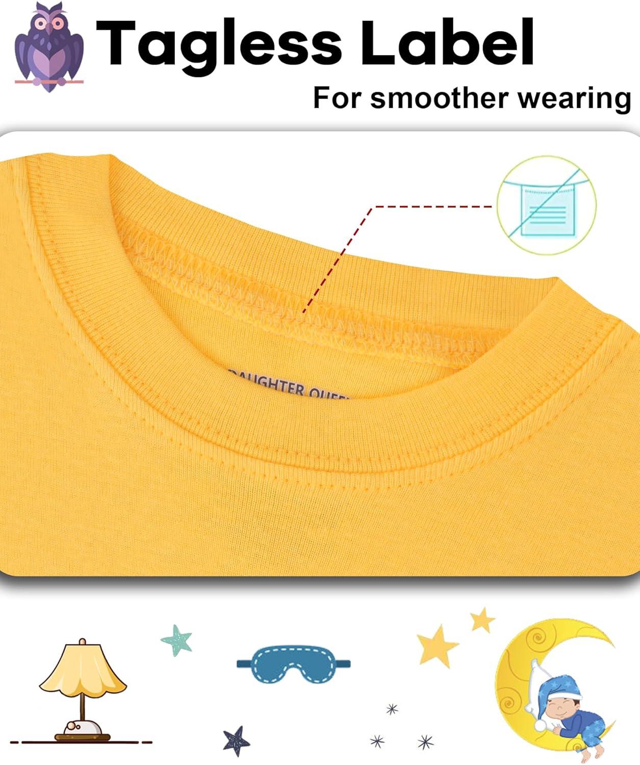 imageDAUGHTER QUEEN Boys Pajamas 4 Pieces Short Set 100 Cotton Sleepwear Size 18 Months12 Years4pcsyellowBlackdinosaursba25