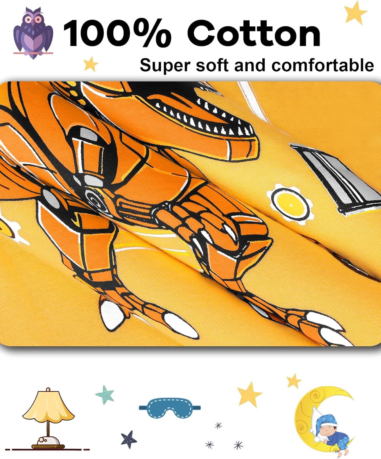imageDAUGHTER QUEEN Boys Pajamas 4 Pieces Short Set 100 Cotton Sleepwear Size 18 Months12 Years4pcsyellowBlackdinosaursba25