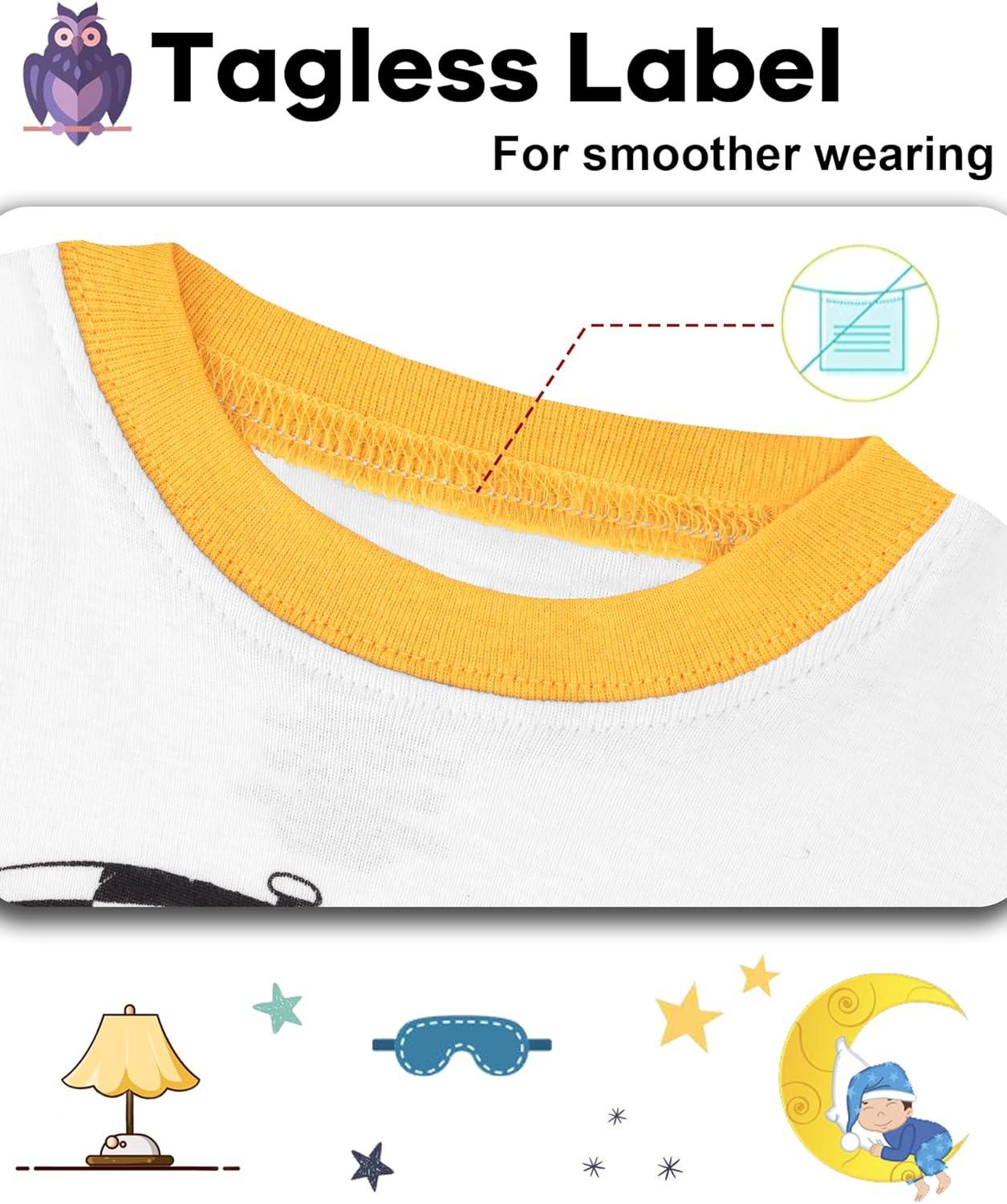 imageDAUGHTER QUEEN Boys Summer Pajamas Set 4 Pieces 100 Cotton Sleepwear Size 18 Months12 Years4pcsgrayWhiterace Carsba25