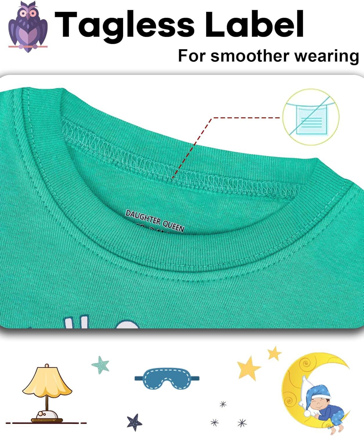 imageDAUGHTER QUEEN Boys Summer Pajamas Set 4 Pieces 100 Cotton Sleepwear Size 18 Months12 Years4pcsgreenWhitesharksba24