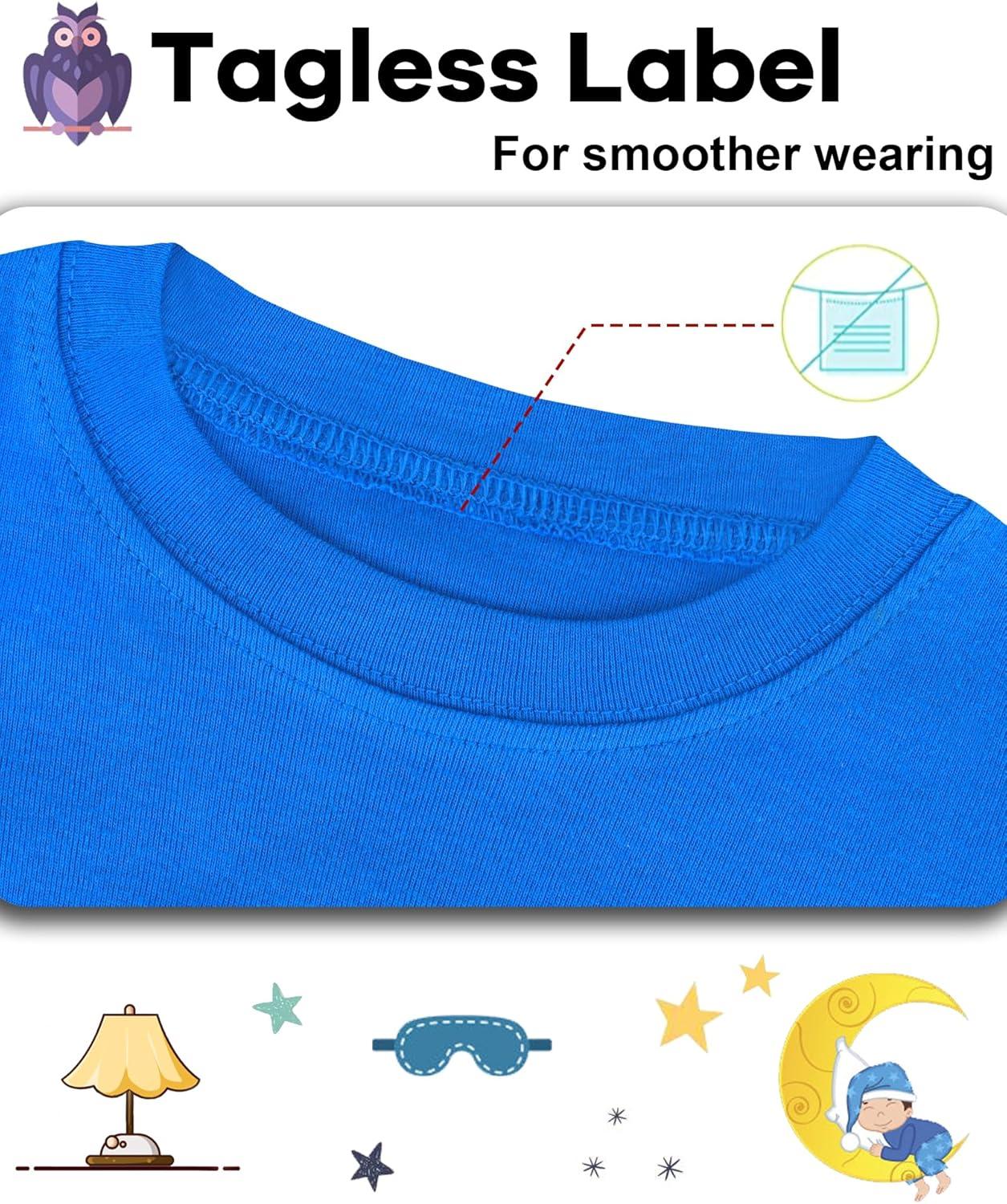 imageDAUGHTER QUEEN Boys Summer Pajamas Set 4 Pieces 100 Cotton Sleepwear Size 18 Months12 Years4pcsnavyBluebaseballsba24