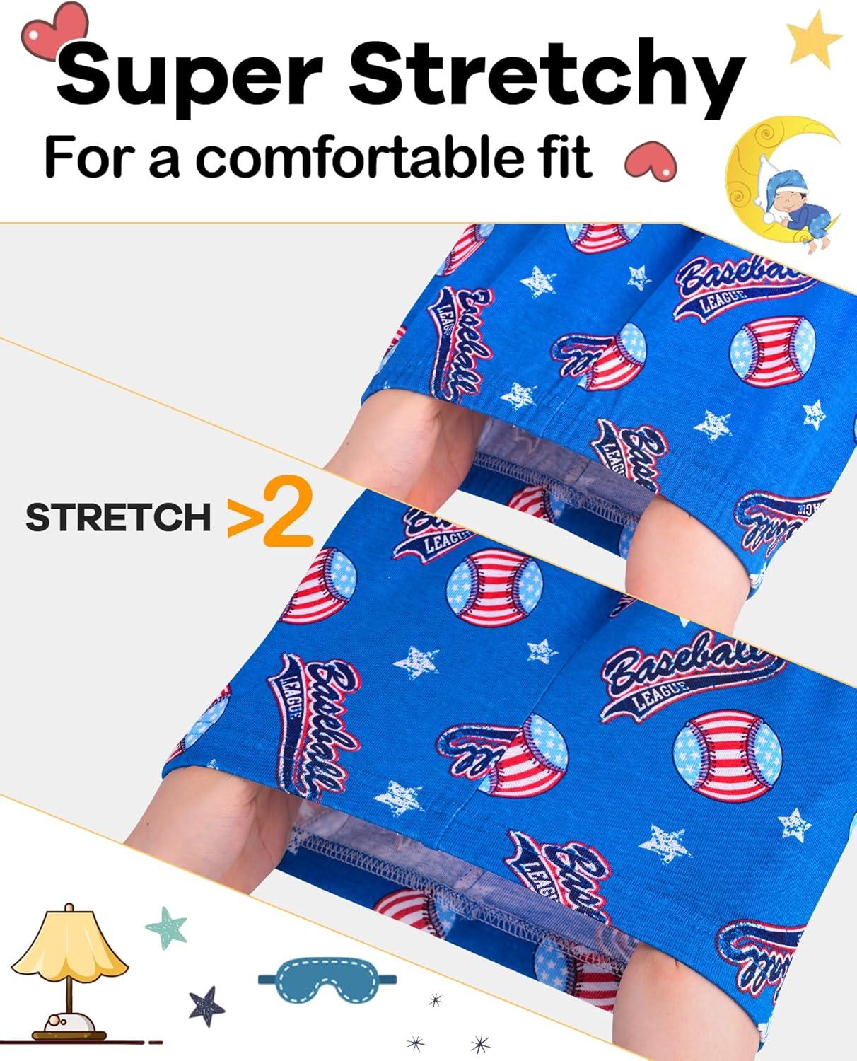 imageDAUGHTER QUEEN Boys Summer Pajamas Set 4 Pieces 100 Cotton Sleepwear Size 18 Months12 Years4pcsnavyBluebaseballsba24