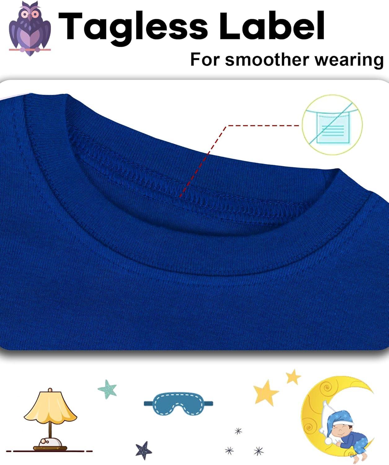 imageDAUGHTER QUEEN Boys Summer Pajamas Set 4 Pieces 100 Cotton Sleepwear Size 18 Months12 Years4pcsnavyOrangebasketballsba24