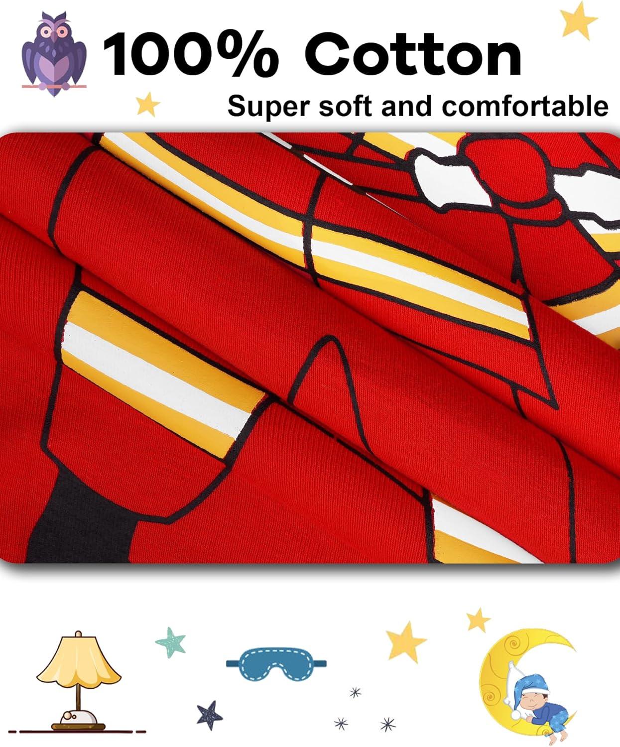 imageDAUGHTER QUEEN Boys Summer Pajamas Set 4 Pieces 100 Cotton Sleepwear Size 18 Months12 Years4pcsredYellowfiremanFire Trucksba25