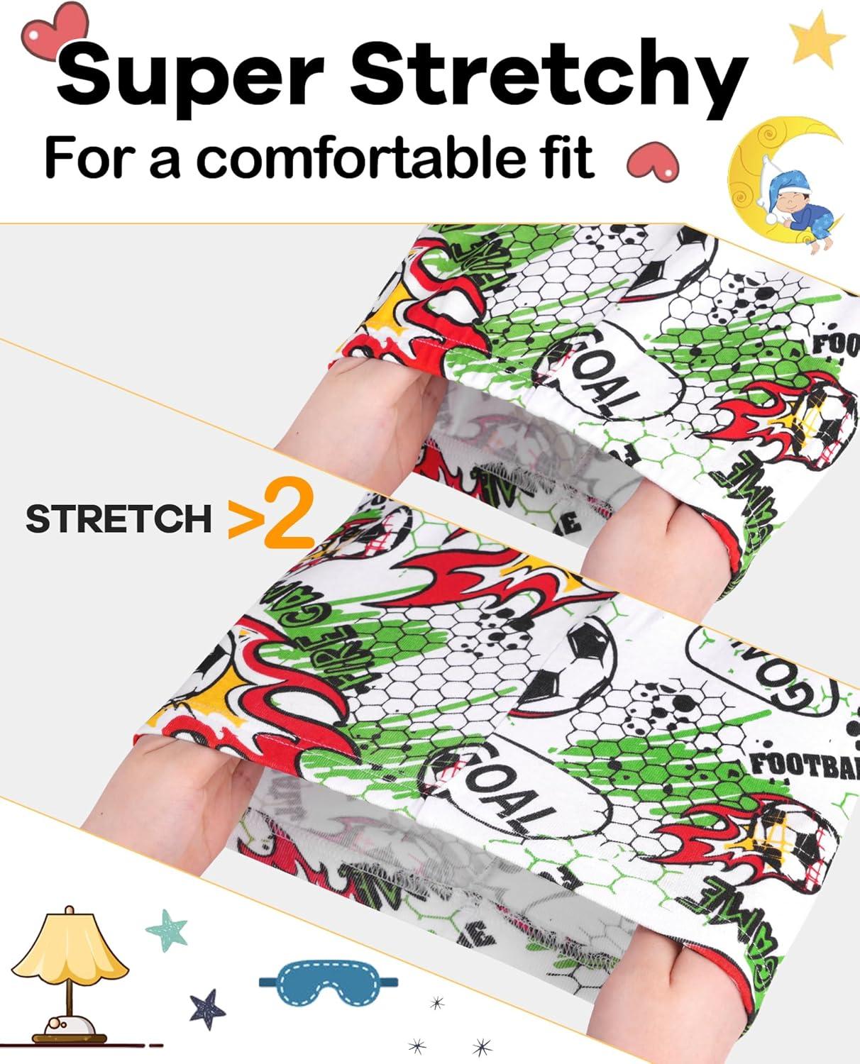imageDAUGHTER QUEEN Boys Summer Pajamas Set 4 Pieces 100 Cotton Sleepwear Size 18 Months12 Years4pcswhiteGreensoccersba24