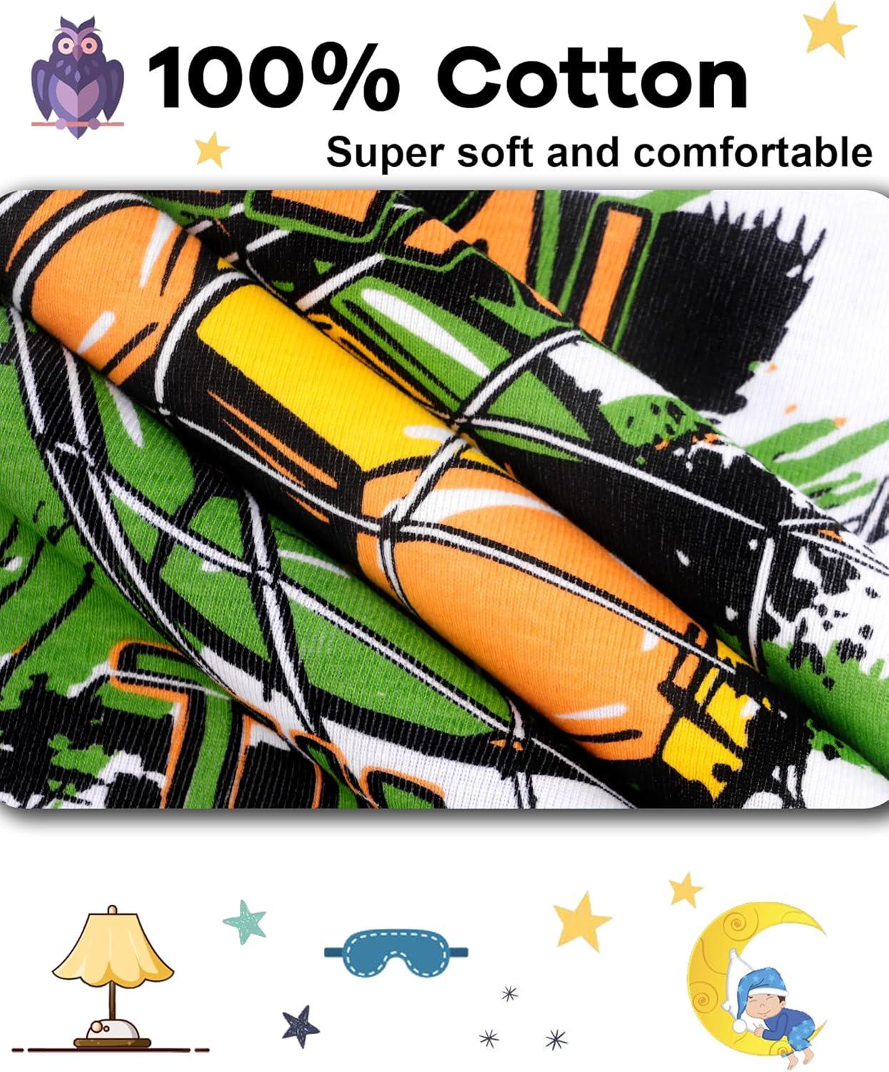 imageDAUGHTER QUEEN Boys Summer Pajamas Set 4 Pieces 100 Cotton Sleepwear Size 18 Months12 Years4pcswhiteGreensoccersba24