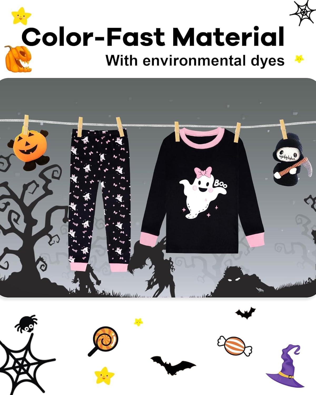 imageDAUGHTER QUEEN Boys amp Girls 100 Cotton Holiday Pajamas Halloween Christmas Sleepwear 18M12Y2pcsblackPinkghosthga24