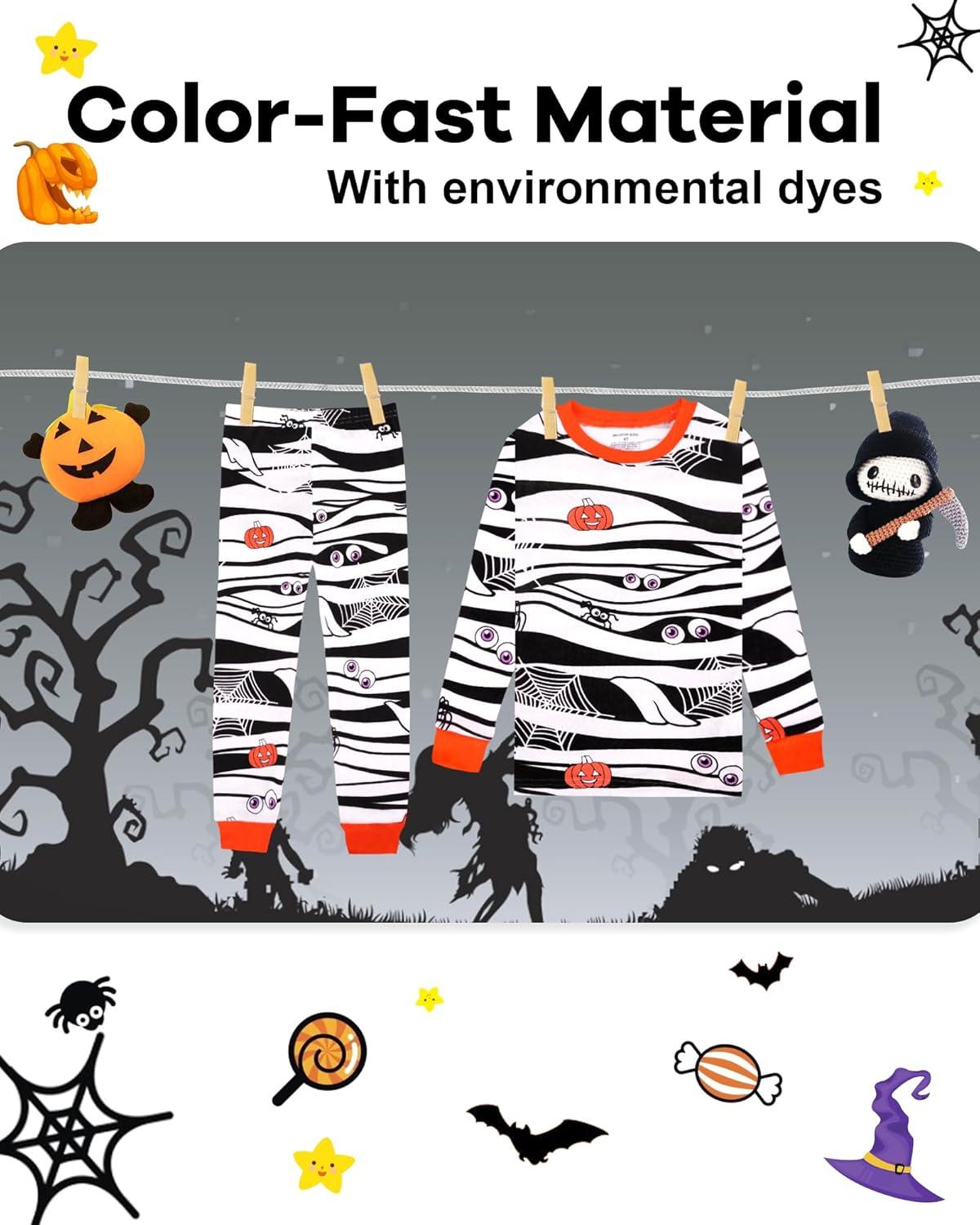 imageDAUGHTER QUEEN Boys amp Girls 100 Cotton Holiday Pajamas Halloween Christmas Sleepwear 18M12Y2pcsblackWhitemummyhba24