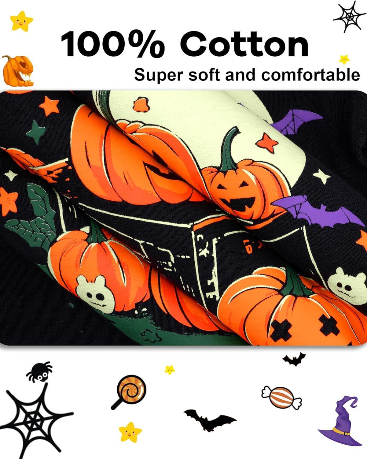 imageDAUGHTER QUEEN Boys amp Girls 100 Cotton Holiday Pajamas Halloween Christmas Sleepwear 18M12Y2pcsblackpumpkinhba25