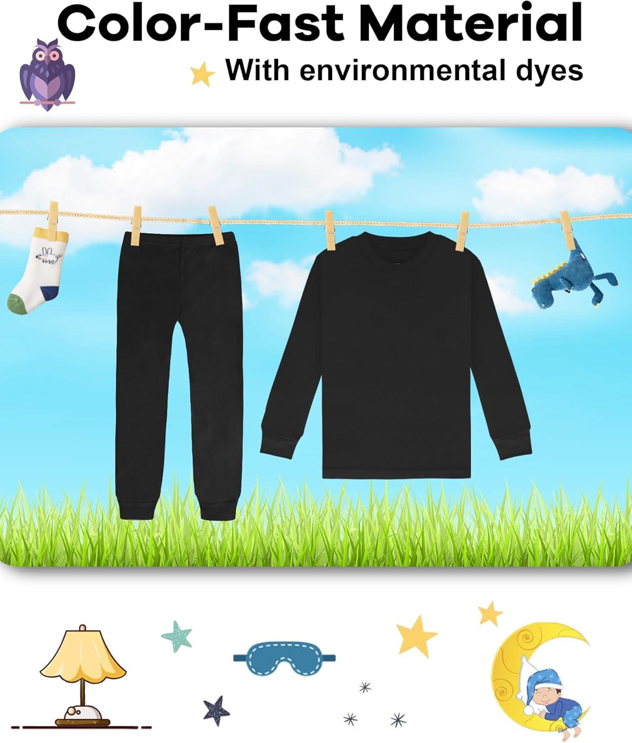 imageDAUGHTER QUEEN Boys amp Girls 100 Cotton Holiday Pajamas Halloween Christmas Sleepwear 18M12Y2pcsblacksolidlba25