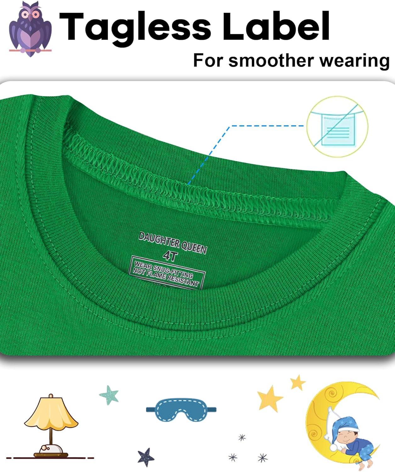 imageDAUGHTER QUEEN Boys amp Girls 100 Cotton Holiday Pajamas Halloween Christmas Sleepwear 18M12Y2pcsgreensolidlba25