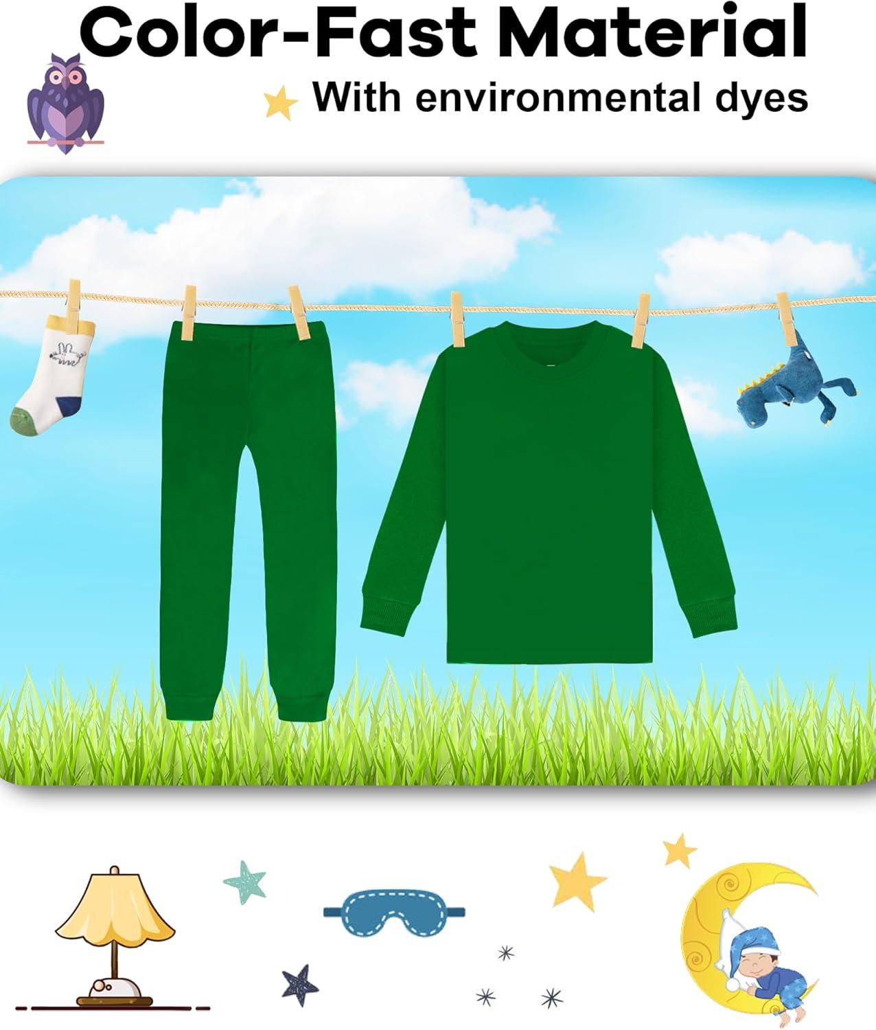 imageDAUGHTER QUEEN Boys amp Girls 100 Cotton Holiday Pajamas Halloween Christmas Sleepwear 18M12Y2pcsgreensolidlba25