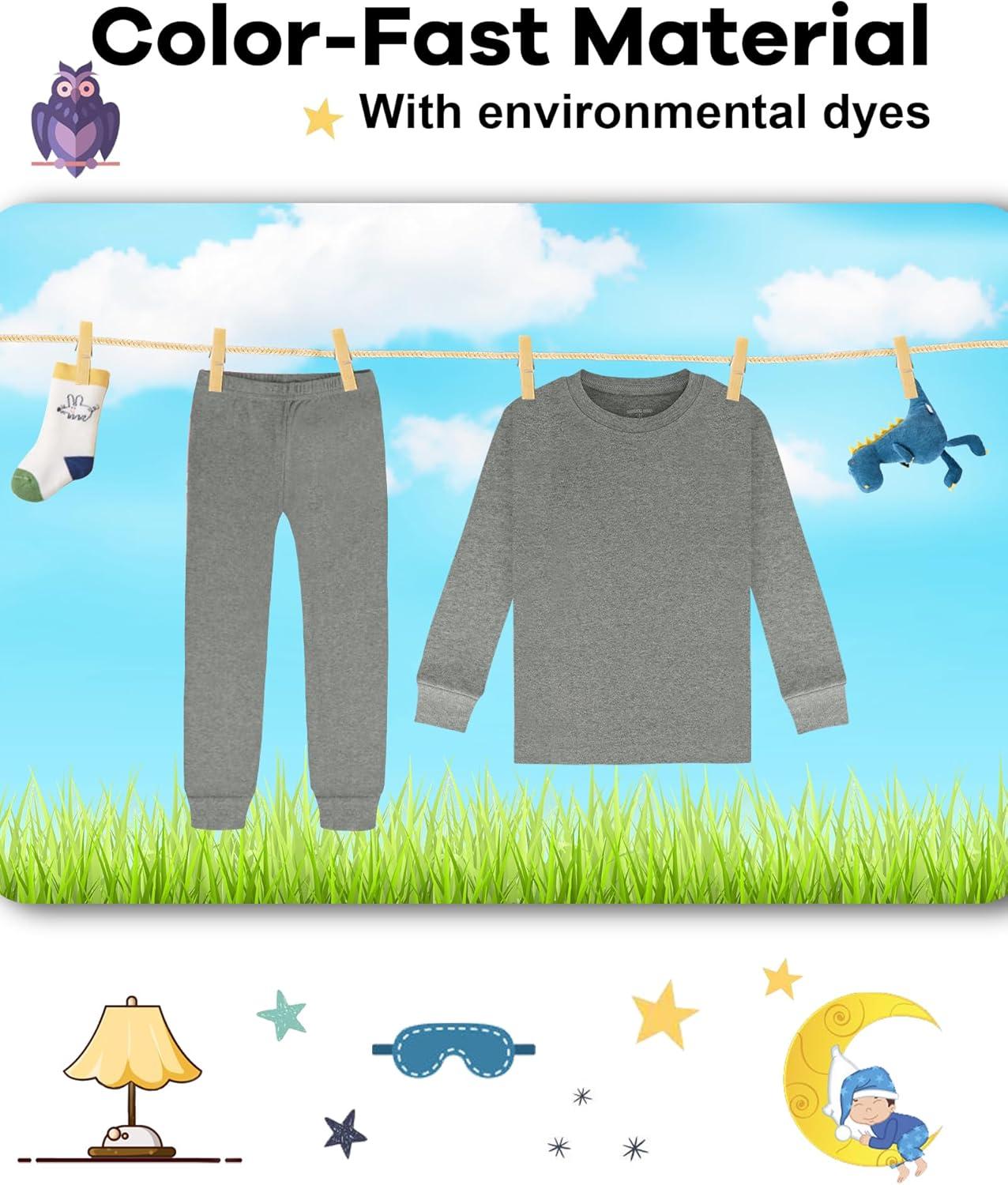 imageDAUGHTER QUEEN Boys amp Girls 100 Cotton Holiday Pajamas Halloween Christmas Sleepwear 18M12Y2pcsgreysolidlba25