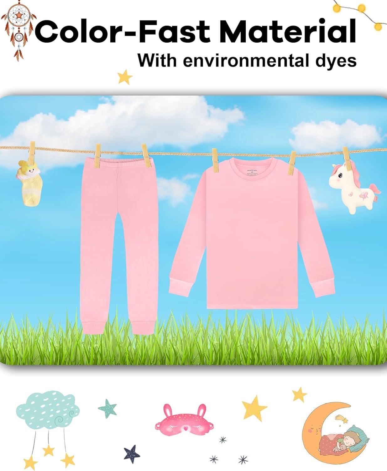 imageDAUGHTER QUEEN Boys amp Girls 100 Cotton Holiday Pajamas Halloween Christmas Sleepwear 18M12Y2pcspinksolidlga25
