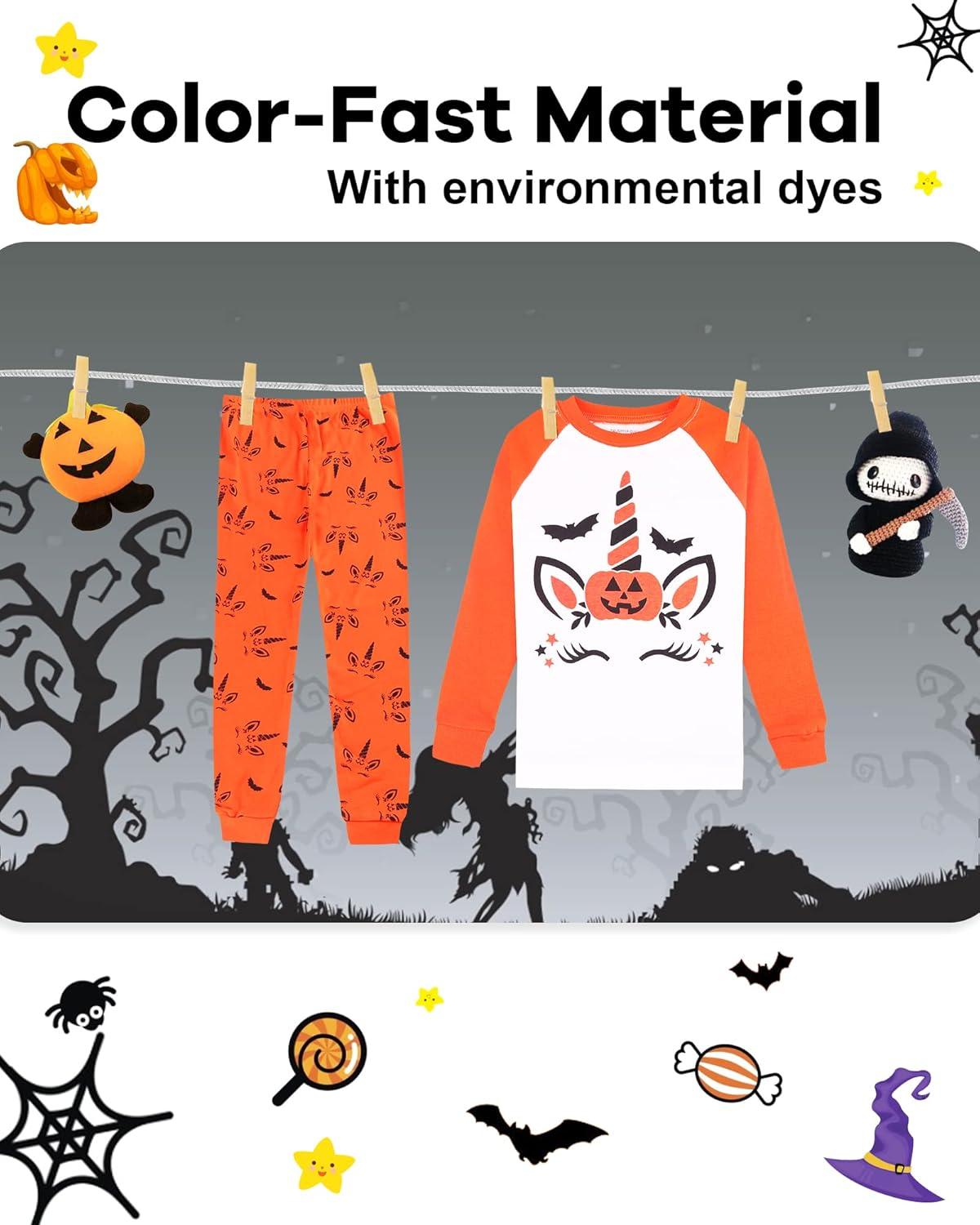 imageDAUGHTER QUEEN Boys amp Girls 100 Cotton Holiday Pajamas Halloween Christmas Sleepwear 18M12YUnicornOrangeWhiteBlacka22