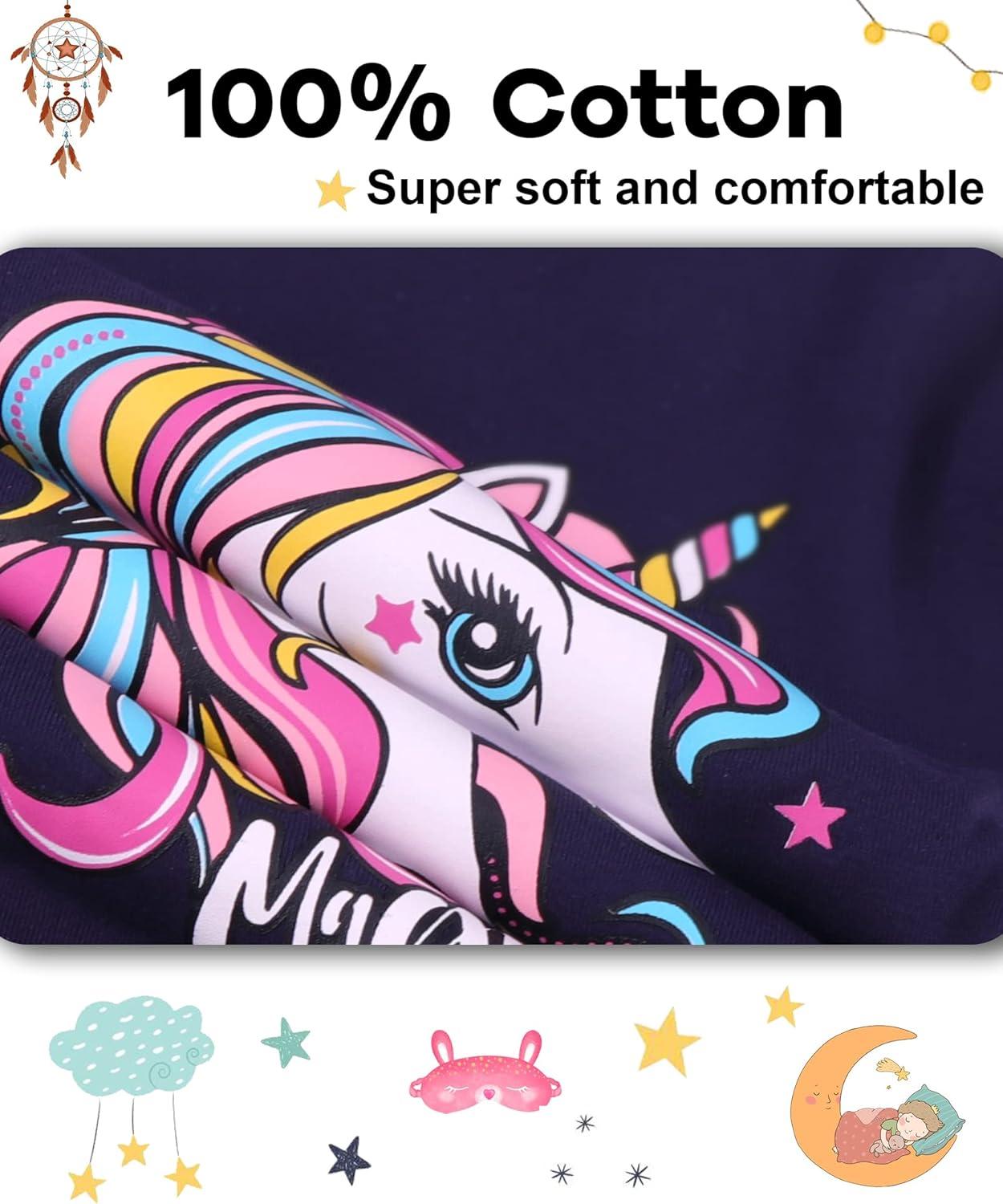 imageDAUGHTER QUEEN Girls 4 Pieces Cotton Pajamas Size 18 Months12 Years4pcsbluePinkunicornlga22