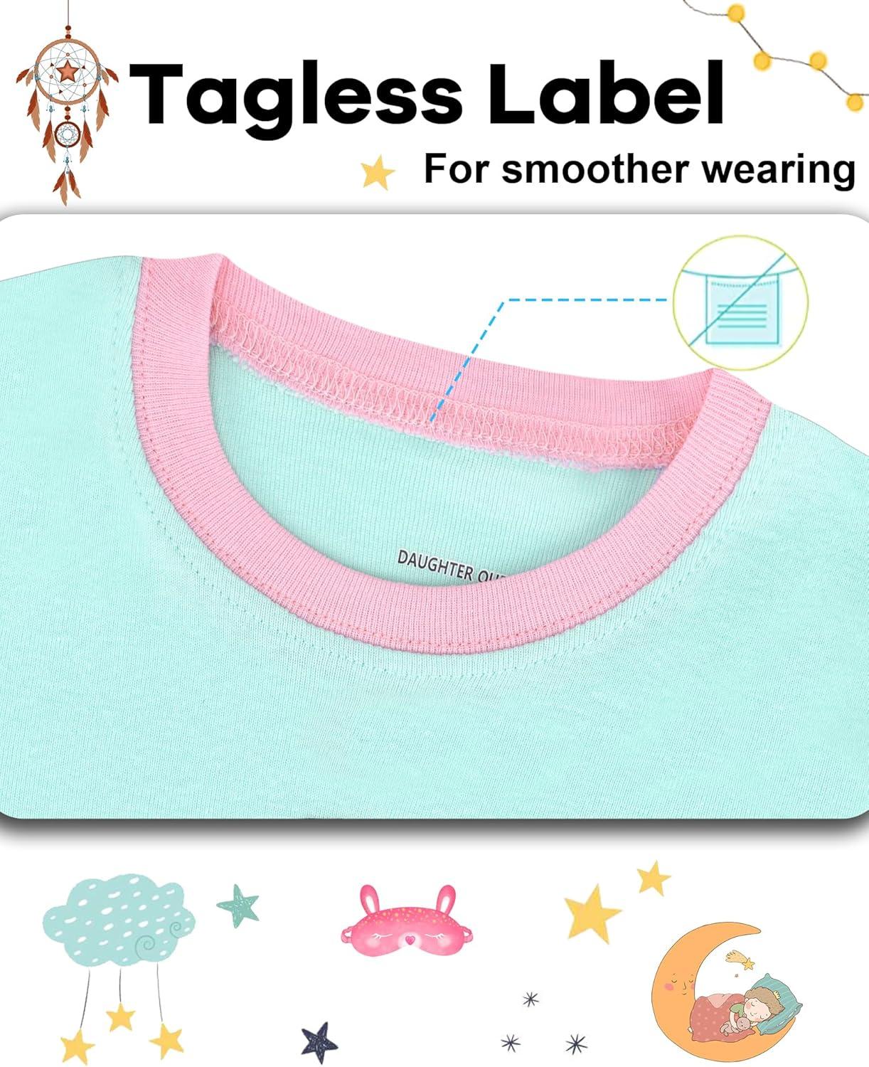 imageDAUGHTER QUEEN Girls 4 Pieces Cotton Pajamas Size 18 Months12 Years4pcsbluePurplekoalalga24