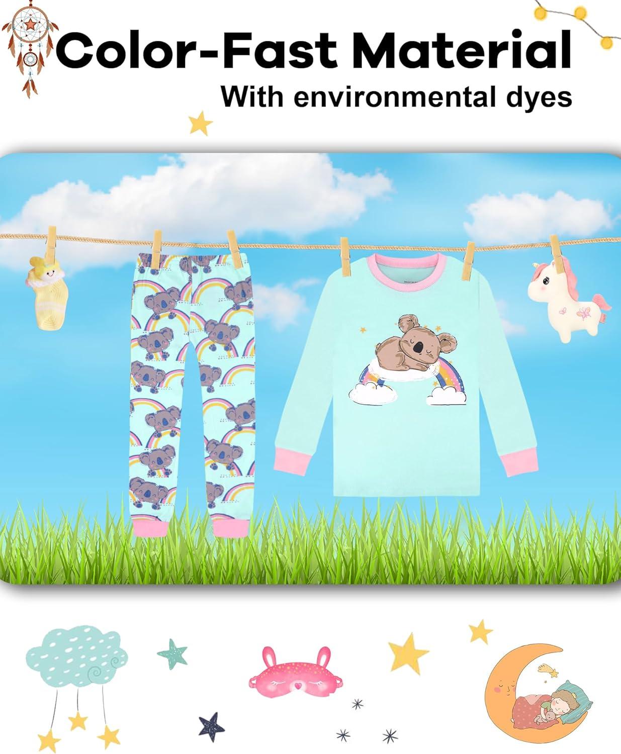 imageDAUGHTER QUEEN Girls 4 Pieces Cotton Pajamas Size 18 Months12 Years4pcsbluePurplekoalalga24