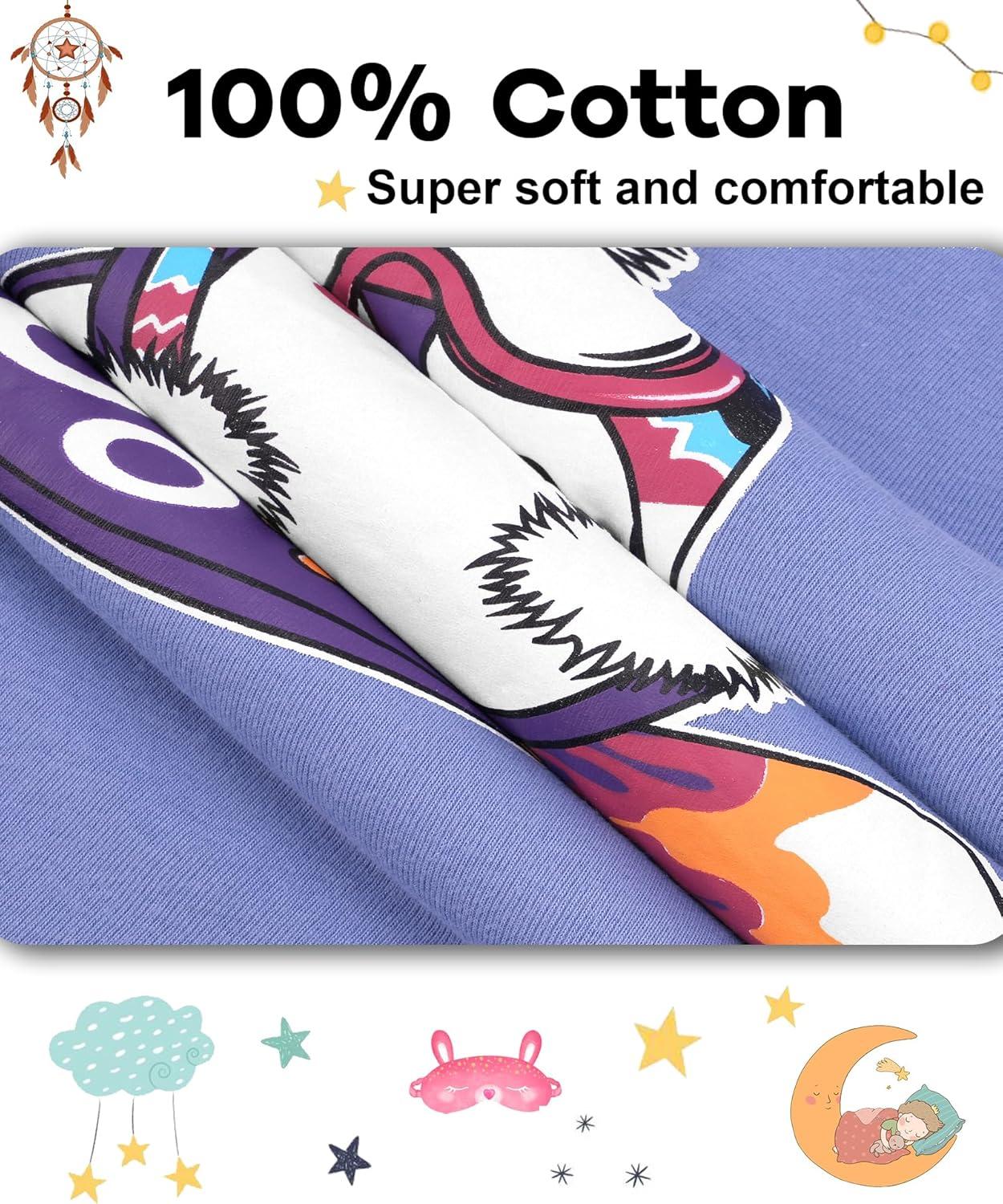 imageDAUGHTER QUEEN Girls 4 Pieces Cotton Pajamas Size 18 Months12 Years4pcsbluePurplepenguinlga24