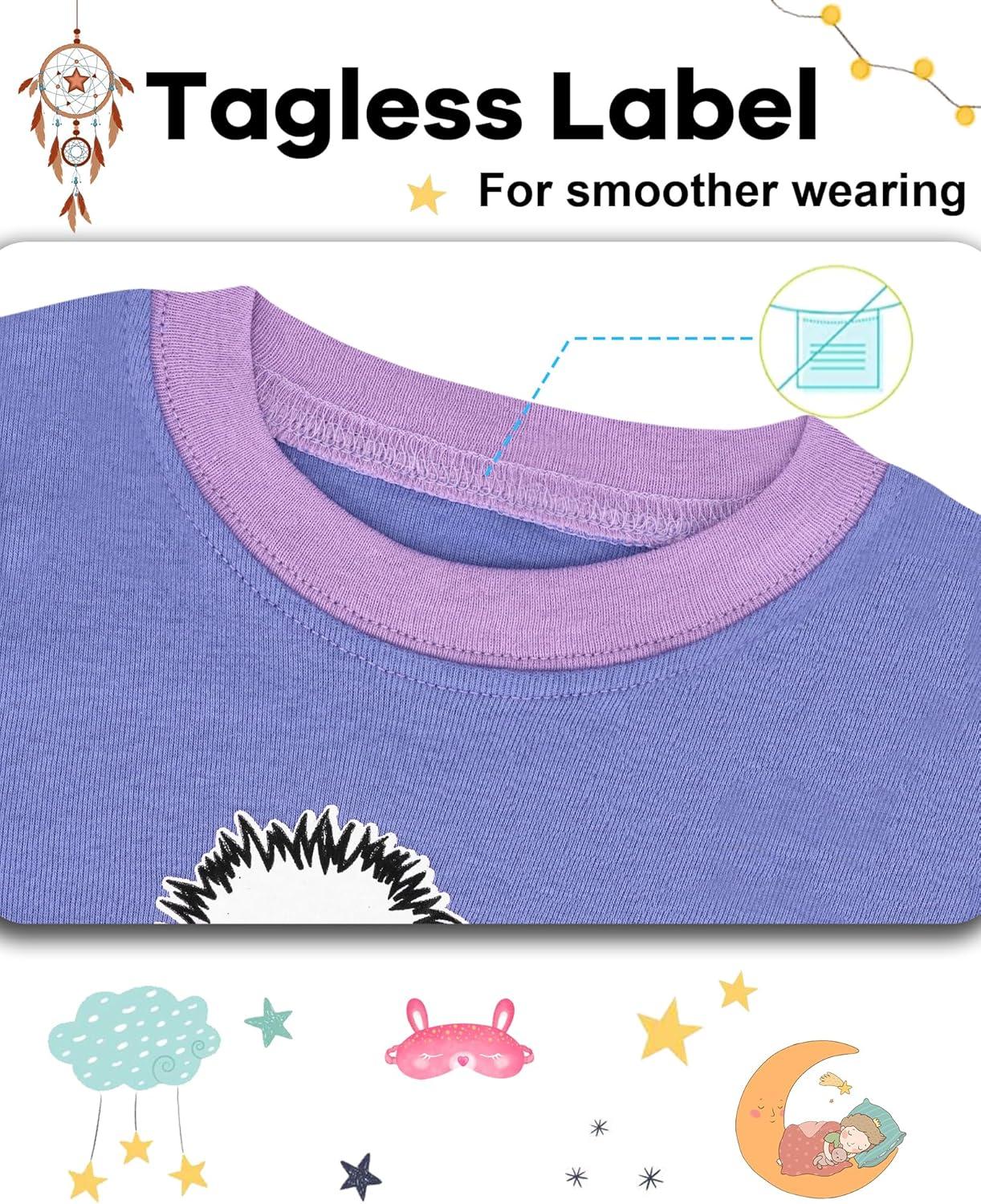 imageDAUGHTER QUEEN Girls 4 Pieces Cotton Pajamas Size 18 Months12 Years4pcsbluePurplepenguinlga24