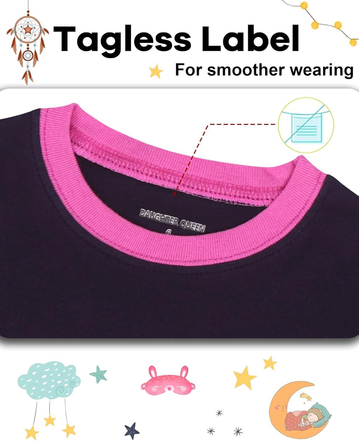 imageDAUGHTER QUEEN Girls 4 Pieces Cotton Pajamas Size 18 Months12 Years4pcsblueWhitemermaidlga22