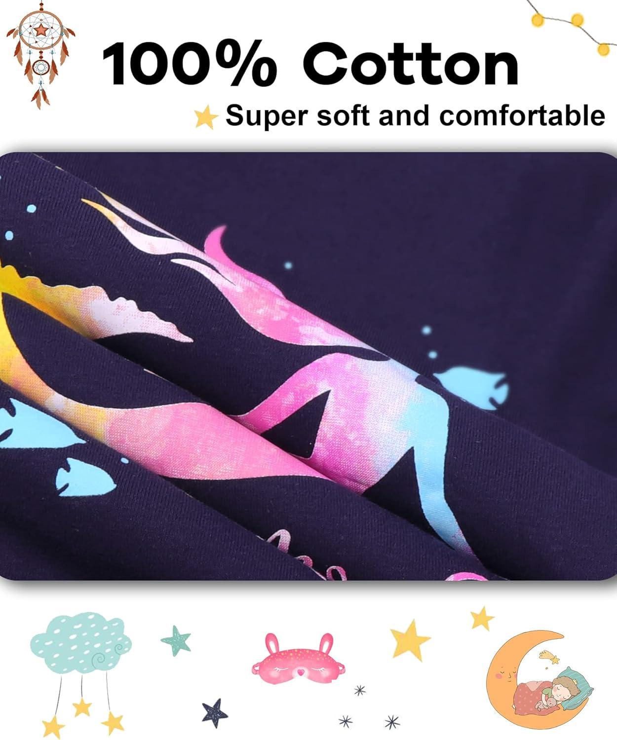 imageDAUGHTER QUEEN Girls 4 Pieces Cotton Pajamas Size 18 Months12 Years4pcsblueWhitemermaidlga22