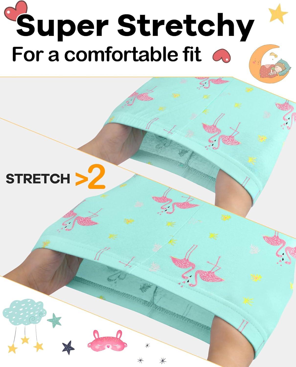 imageDAUGHTER QUEEN Girls 4 Pieces Cotton Pajamas Size 18 Months12 Years4pcsmintgreenYellowflamingolga25
