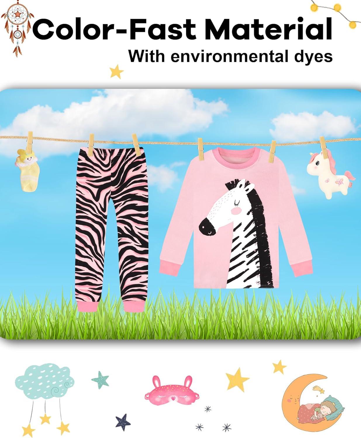 imageDAUGHTER QUEEN Girls 4 Pieces Cotton Pajamas Size 18 Months12 Years4pcsmultizebralga24