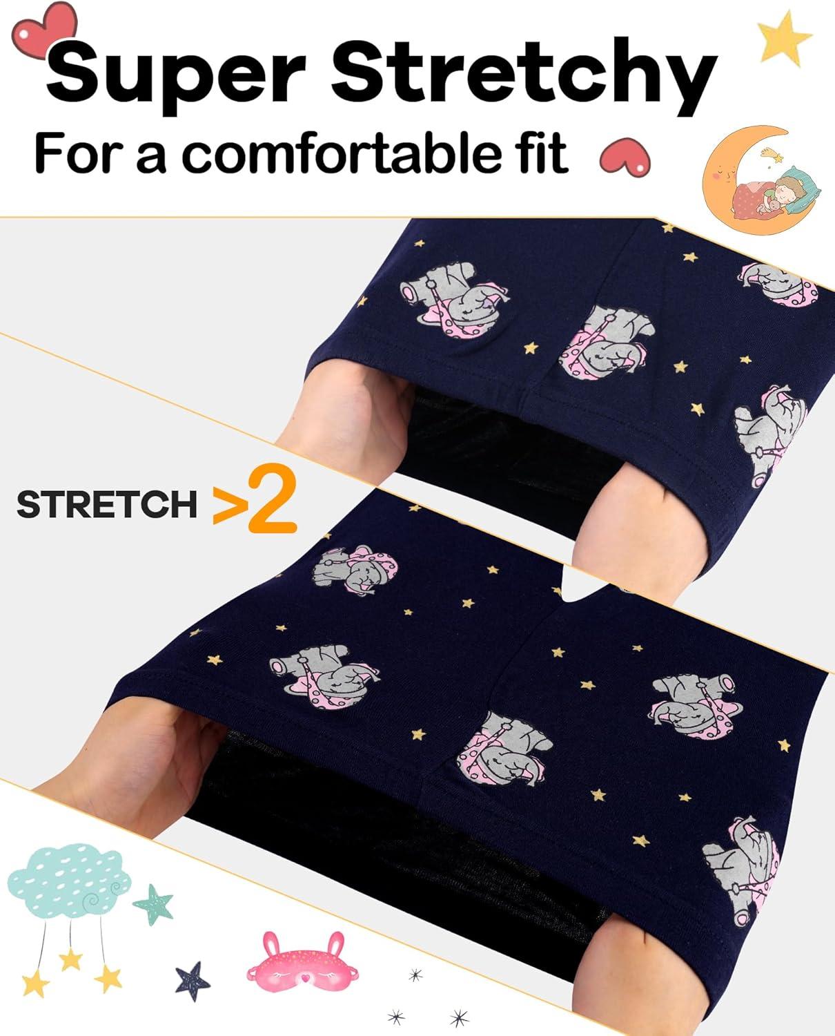 imageDAUGHTER QUEEN Girls 4 Pieces Cotton Pajamas Size 18 Months12 Years4pcsnavyPinkelephantlga24