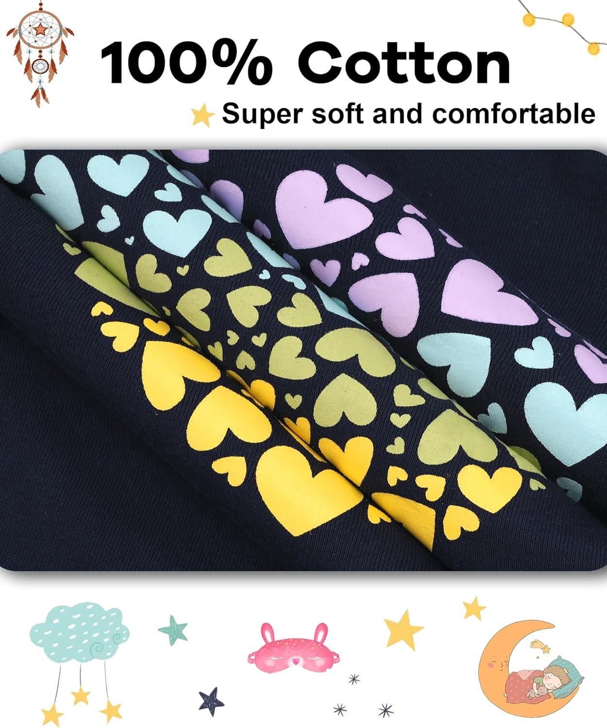 imageDAUGHTER QUEEN Girls 4 Pieces Cotton Pajamas Size 18 Months12 Years4pcsnavyWhiteheartlga24