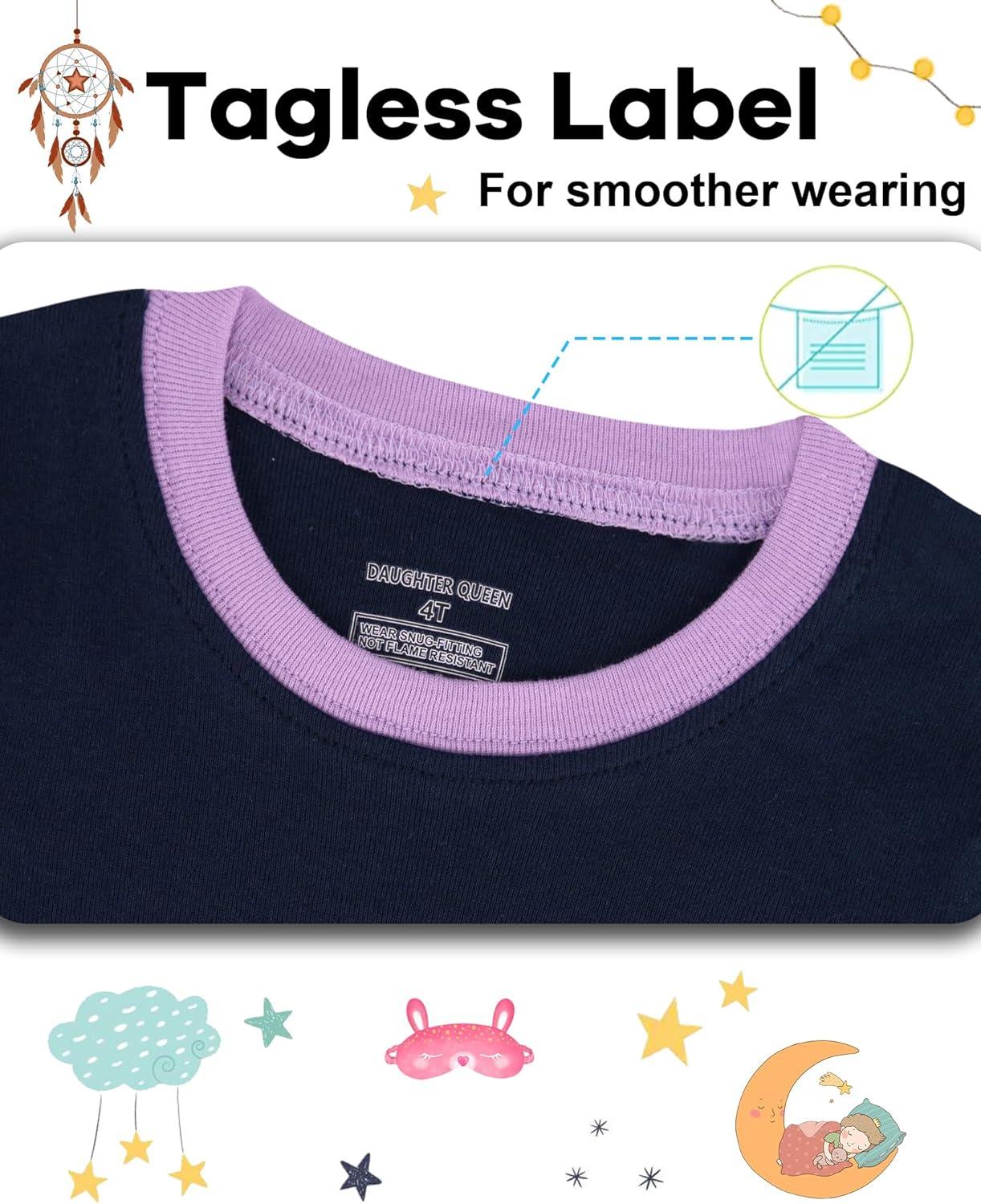 imageDAUGHTER QUEEN Girls 4 Pieces Cotton Pajamas Size 18 Months12 Years4pcsnavyWhiteheartlga24