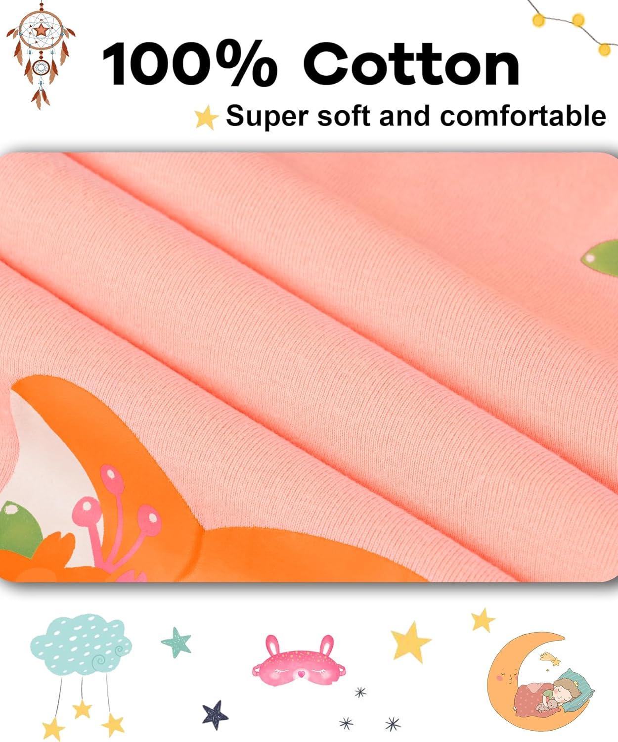 imageDAUGHTER QUEEN Girls 4 Pieces Cotton Pajamas Size 18 Months12 Years4pcsorangeYellowfoxlga23
